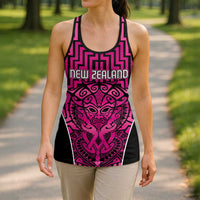 Basketball New Zealand Hollow Tank Top Pink Maori Ta Moko Indigenous LT9 - Polynesian Pride