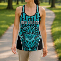 Basketball New Zealand Hollow Tank Top Teal Maori Ta Moko Indigenous LT9 - Polynesian Pride