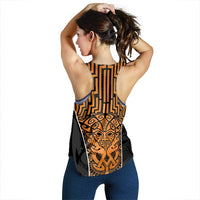 Basketball New Zealand Women Racerback Tank Gold Maori Ta Moko Indigenous - Polynesian Pride