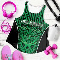 Basketball New Zealand Women Racerback Tank Green Maori Ta Moko Indigenous - Polynesian Pride