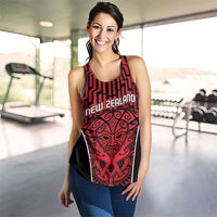 Basketball New Zealand Women Racerback Tank Red Maori Ta Moko Indigenous - Polynesian Pride