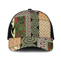 Beige Aotearoa Kowhaiwhai Pattern Baseball Net Cap NZ Maori Quilt Style - Polynesian Pride