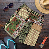 Beige Aotearoa Kowhaiwhai Pattern Shorts for Men NZ Maori Quilt Style LT14 Beige - Polynesian Pride