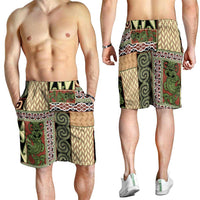 Beige Aotearoa Kowhaiwhai Pattern Shorts for Men NZ Maori Quilt Style LT14 - Polynesian Pride