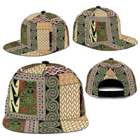 Beige Aotearoa Kowhaiwhai Pattern Snapback Cap NZ Maori Quilt Style - Polynesian Pride