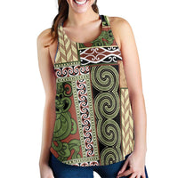 Beige Aotearoa Kowhaiwhai Pattern Women Racerback Tank NZ Maori Quilt Style - Polynesian Pride