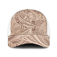 Beige Gradient Polynesia Baseball Net Cap Hawaiian Tribal Hammerhead Shark Tattoo LT14 One Size White Beige - Polynesian Pride