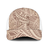 Beige Gradient Polynesia Mesh Trucker Cap Hawaiian Tribal Hammerhead Shark Tattoo LT14 One Size White Beige - Polynesian Pride