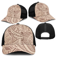 Beige Gradient Polynesia Mesh Trucker Cap Hawaiian Tribal Hammerhead Shark Tattoo LT14 - Polynesian Pride