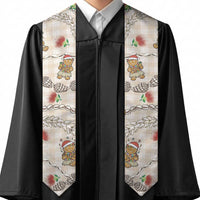 Beige Palaka Hawaii Mele Kalikimaka Graduation Stole Ohia Lehua Shell Leis Funny Gingerbread Santa LT14 - Polynesian Pride