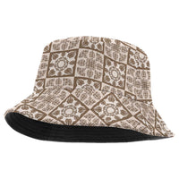 Beige Palaka Quilt Hawaii Bucket Hat Hawaiian Tropical Monstera Sea Turtle LT14 One Size Beige - Polynesian Pride