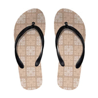 Beige Palaka Quilt Hawaii Flip Flops Traditional Hawaii-plaid Pattern - Polynesian Pride