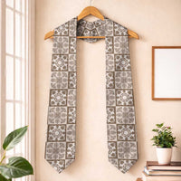 Beige Palaka Quilt Hawaii Graduation Stole Hawaiian Tropical Monstera Sea Turtle LT14 One Size Beige - Polynesian Pride