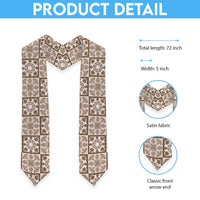 Beige Palaka Quilt Hawaii Graduation Stole Hawaiian Tropical Monstera Sea Turtle LT14 - Polynesian Pride