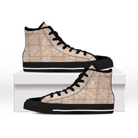 Beige Palaka Quilt Hawaii High Top Shoes Traditional Hawaii-plaid Pattern - Polynesian Pride
