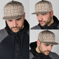 Beige Palaka Quilt Hawaii Snapback Cap Hawaiian Tropical Monstera Sea Turtle LT14 - Polynesian Pride