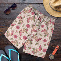 Beige Paniolo Palaka Hawaiian Cowgirl Christmas Shorts for Men LT9 Beige - Polynesian Pride