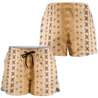 Beige Samoa Malu Tattoo Inspired Shorts for Women LT05 - Polynesian Pride