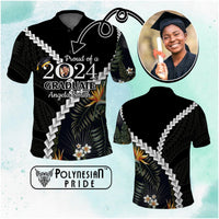 Custom Photo Polynesia Graduation Polo Shirt Proud Polynesian Tropical Flowers CTM14 - Polynesian Pride