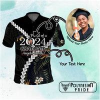 Custom Photo Polynesia Graduation Polo Shirt Proud Polynesian Tropical Flowers CTM14 - Polynesian Pride
