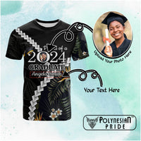 Custom Photo Polynesia Graduation T Shirt Proud Polynesian Tropical Flowers CTM14 - Polynesian Pride