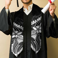 Black Aloha Hawaii Graduation Stole Polynesian Shark Tattoo With Plumeria LT14 - Polynesian Pride