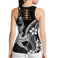 Black Aloha Hawaii Hollow Tank Top Polynesian Shark Tattoo With Plumeria LT14 - Polynesian Pride
