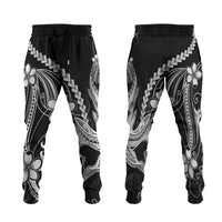 Black Aloha Hawaii Jogger Pants Polynesian Shark Tattoo With Plumeria LT14 Black - Polynesian Pride