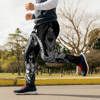 Black Aloha Hawaii Jogger Pants Polynesian Shark Tattoo With Plumeria LT14 - Polynesian Pride