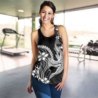 Black Aloha Hawaii Women Racerback Tank Polynesian Shark Tattoo With Plumeria LT14 - Polynesian Pride