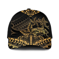 Black and Gold Polynesia Baseball Net Cap Plumeria Tattoo With Polynesian Pattern - Polynesian Pride