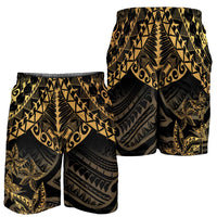 Black and Gold Polynesia Shorts for Men Plumeria Tattoo With Polynesian Pattern LT14 - Polynesian Pride