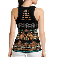 Black Batik Papua-inspired Pattern Hollow Tank Top LT9 - Polynesian Pride