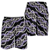 Black Hawaii Palaka Honohono Pikake Shorts for Men Hawaiian Orchid Lei Polynesian Pattern LT14 - Polynesian Pride
