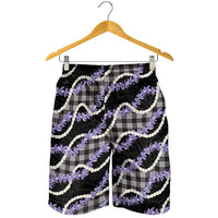 Black Hawaii Palaka Honohono Pikake Shorts for Men Hawaiian Orchid Lei Polynesian Pattern LT14 - Polynesian Pride