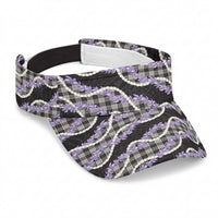 Black Hawaii Palaka Honohono Pikake Sun Visor Cap Hawaiian Orchid Lei Polynesian Pattern LT14 Universal Fit Black - Polynesian Pride