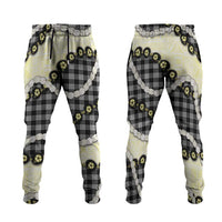 Black Palaka Hawaii Jogger Pants Kukui Nut Pikake Lei Hawaiian Tapa Pattern LT14 Black - Polynesian Pride