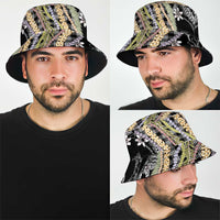 Black Palaka Hawaii Leis Bucket Hat Hawaiian-plaid Elegant Tropical Vibes - Polynesian Pride