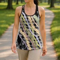 Black Palaka Hawaii Leis Hollow Tank Top - Hawaiian Plaid Elegant Tropical Vibes LT14 - Polynesian Pride
