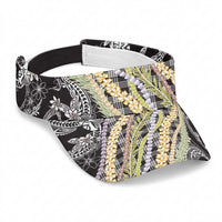 Black Palaka Hawaii Leis Sun Visor Cap Hawaiian-plaid Elegant Tropical Vibes LT14 Universal Fit Black - Polynesian Pride