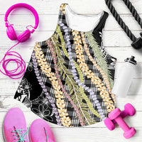Black Palaka Hawaii Leis Women Racerback Tank Hawaiian-plaid Elegant Tropical Vibes LT14 Black - Polynesian Pride