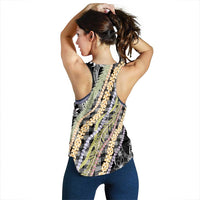 Black Palaka Hawaii Leis Women Racerback Tank Hawaiian-plaid Elegant Tropical Vibes LT14 - Polynesian Pride