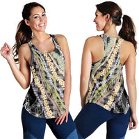 Black Palaka Hawaii Leis Women Racerback Tank Hawaiian-plaid Elegant Tropical Vibes LT14 - Polynesian Pride