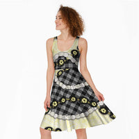 Black Palaka Hawaii Midi Dress Kukui Nut Pikake Lei Hawaiian Tapa Pattern - Polynesian Pride