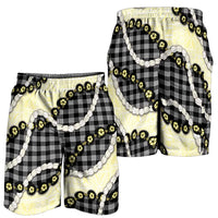 Black Palaka Hawaii Shorts for Men Kukui Nut Pikake Lei Hawaiian Tapa Pattern LT14 - Polynesian Pride