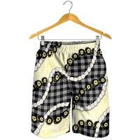 Black Palaka Hawaii Shorts for Men Kukui Nut Pikake Lei Hawaiian Tapa Pattern LT14 - Polynesian Pride