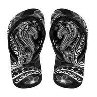 Black Polynesia Shark Tattoo Flip Flops Polynesian Plumeria - Polynesian Pride