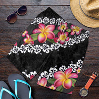 Black Polynesia Shorts for Men Plumeria With Hibiscus Pattern Tropical Vibes LT14 Black - Polynesian Pride