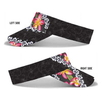 Black Polynesia Sun Visor Cap Plumeria With Hibiscus Pattern Tropical Vibes LT14 - Polynesian Pride