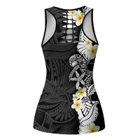 Black Samoa Tattoo Hollow Tank Top Plumeria Samoan Ocean Tatau Pattern LT14 - Polynesian Pride
